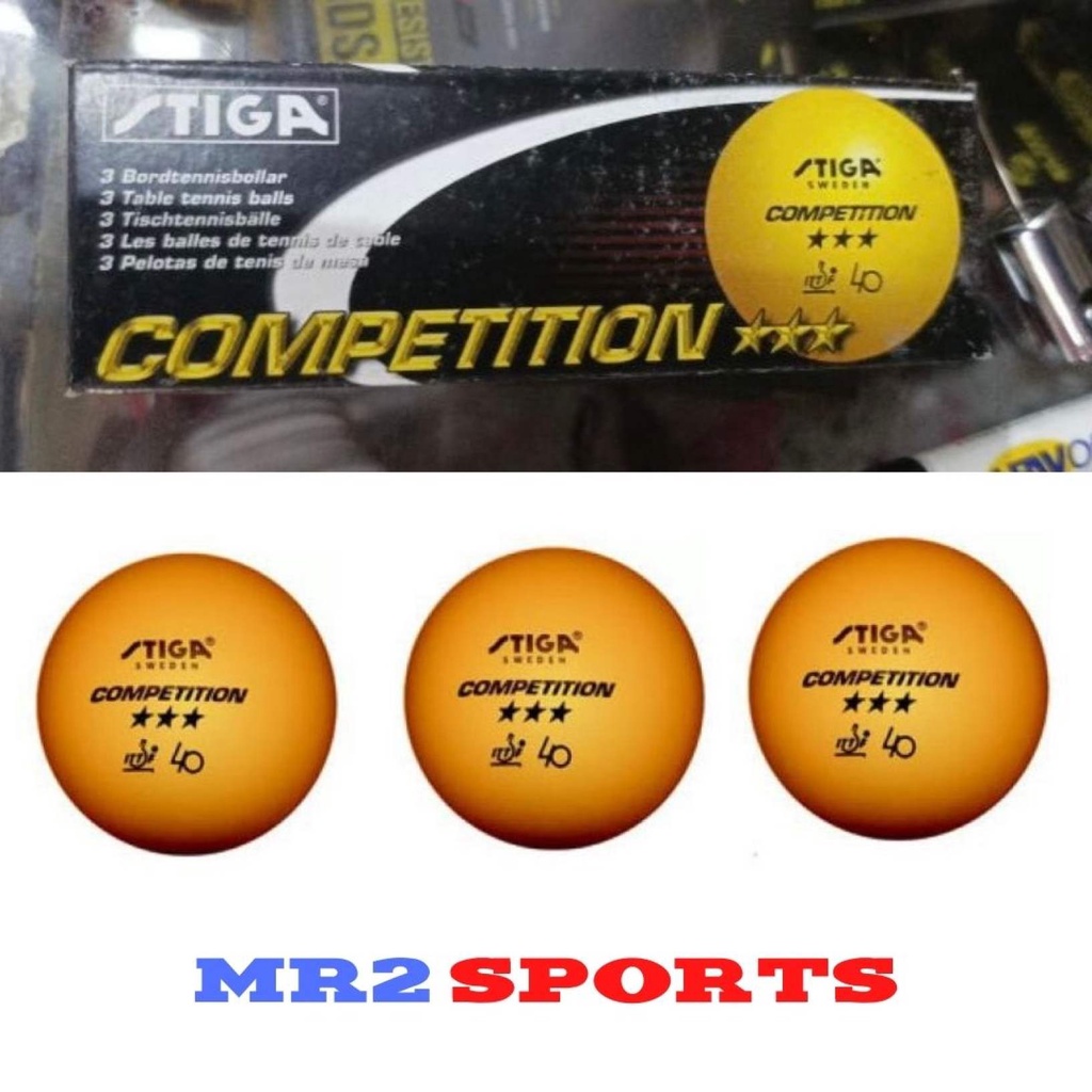Stiga 3 Star 40mm ITTF Approved Table Tennis Balls 3/Box Orange