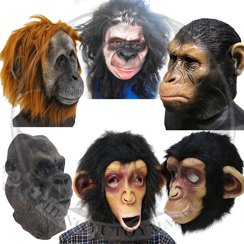 18H Realistic Orangutan Latex Masks Animal Monkey Mask Funny Gorilla ...