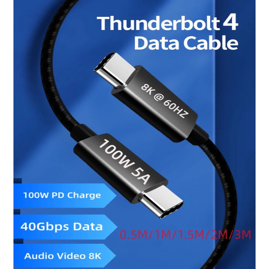 85e 2M Thunderbolt 4 Cable 6.6FT 40Gbps USB4 Cable 100W Power and 8K