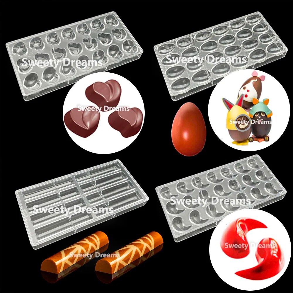 95z 3D Polycarbonate Chocolate Mold Easter Egg Square Heart Shape ...