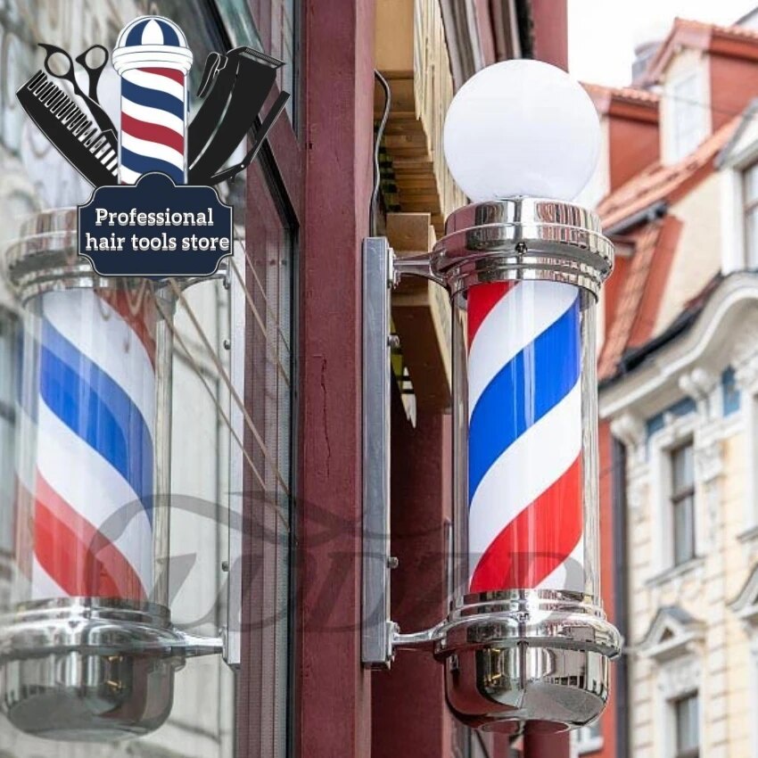 64E Barber Light Pole 27 Inch LED Light Source Rotating Light Fixture Classic Signs