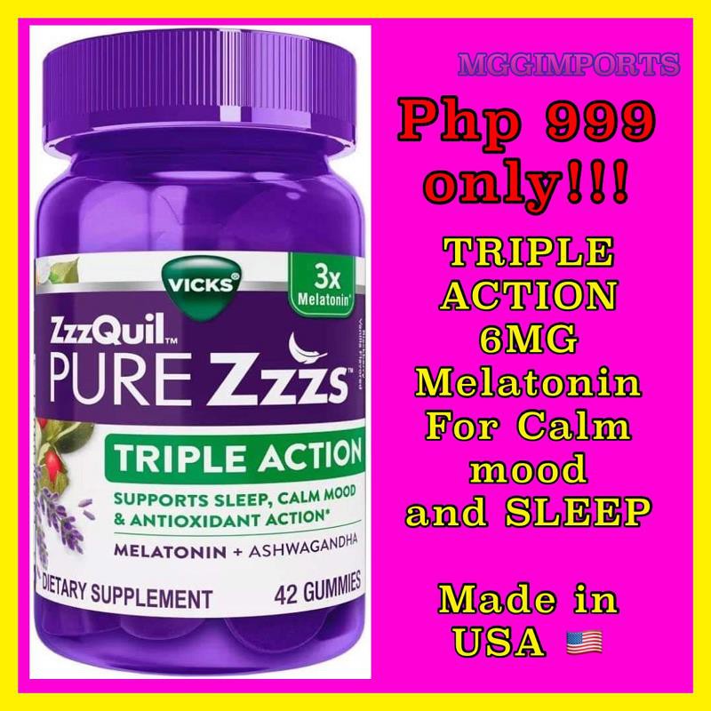 Vicks ZzzQuil Pure Zzzs Triple Action Melatonin Sleep Aid, 6mg, 42