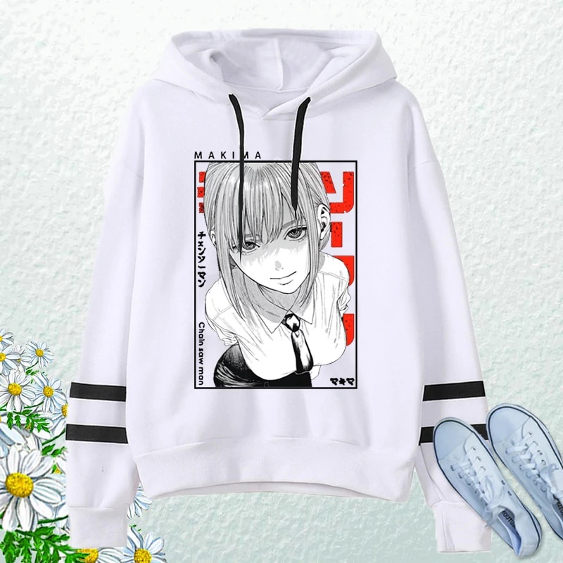 66r Japanese Anime Graphic Hoodies Kawaii Chainsaw Man Makima Manga ...