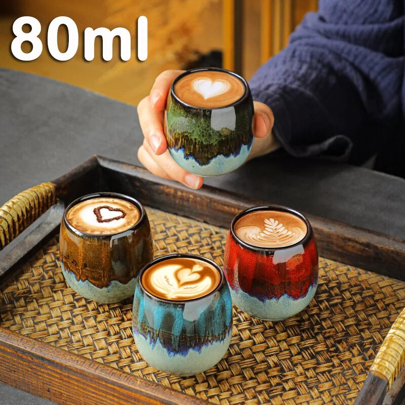 34F 80ml Ceramic Kilnturned Espresso Cup Creative Kung Fu Tea Set