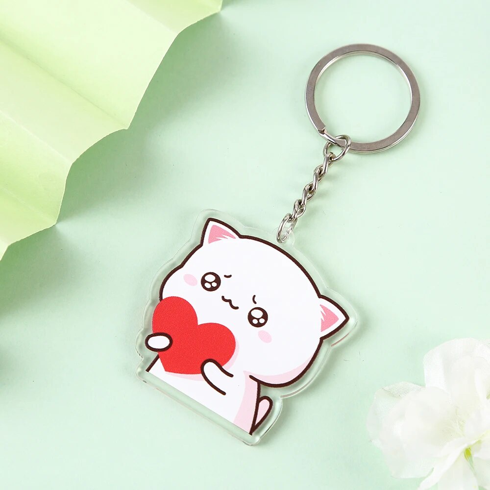 03B Acrylic Keychain Mitao Cat Net Red Cute Couple Peach Cat Office ...