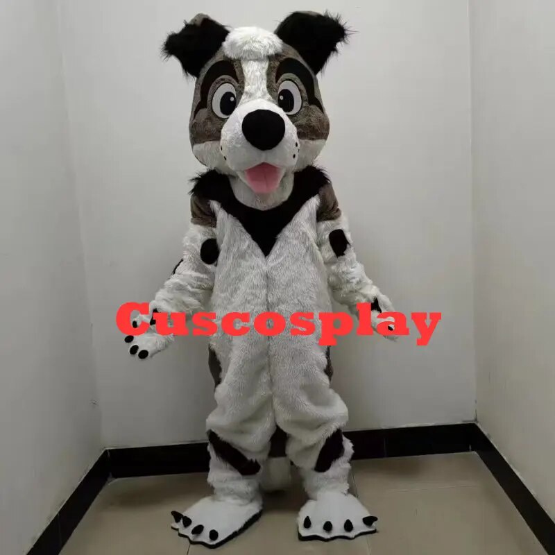 Long Fur Furry Husky Dog Fursuits Wolf Mascot Costume Halloween ...