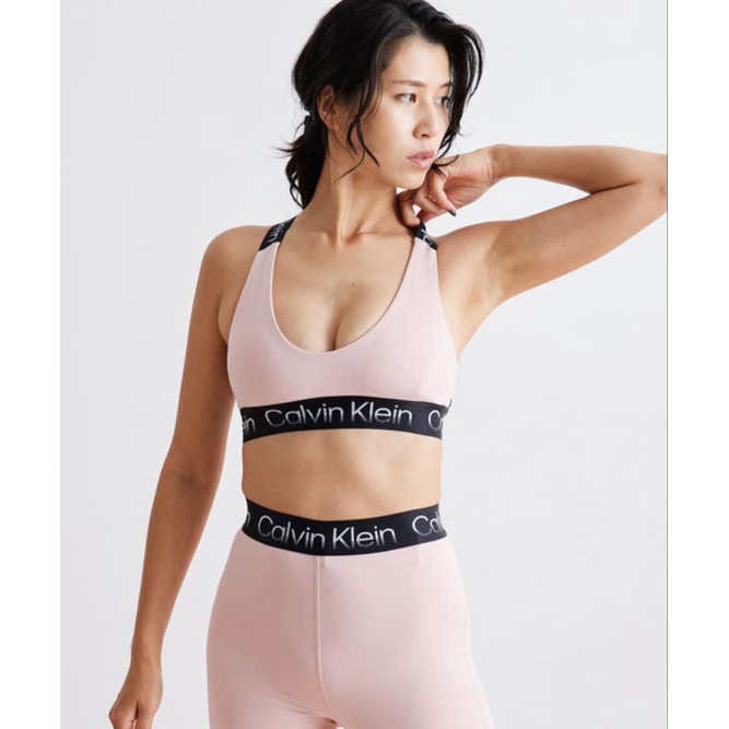 Calvin Klein Performance Womens Plus Medium Support Sports Bra Pink 2X