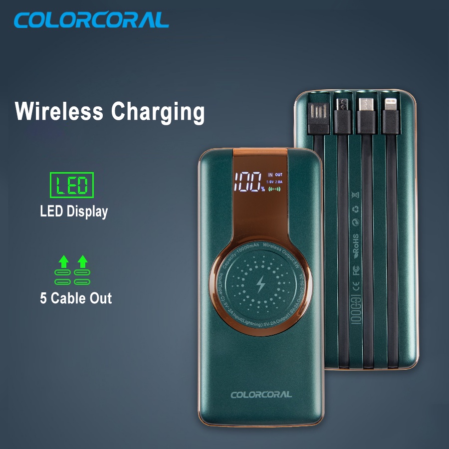 In stock Portable LED Charger 10000mAh Display ColorCoral Builtin ...