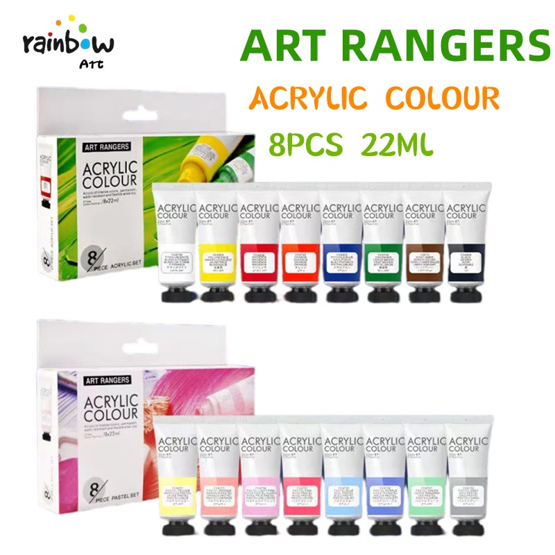 Art Ranger Acrylic Paint Set 8PCS 22ML Metallic Neon Pastel colors
