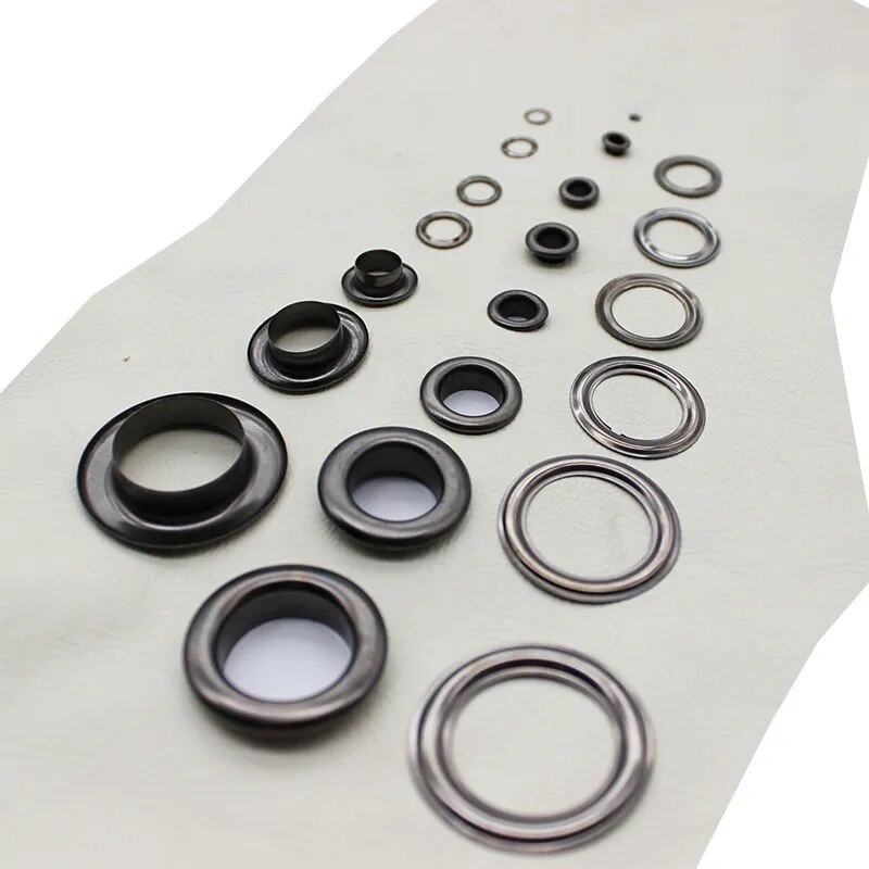 Black Grommet Eyelets with Washer Shoes Clothes Canvas Leather DIY 3mm ...