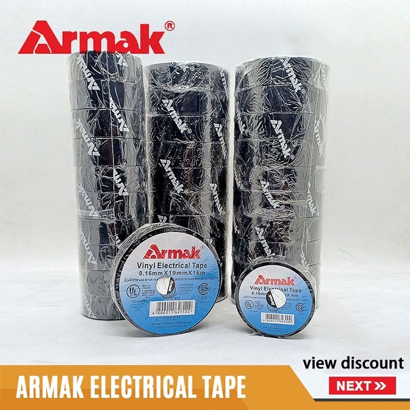 1pcs Electrical Tape 4, 8, 16 Meter Armak Black Rubber Based Adhesive ...