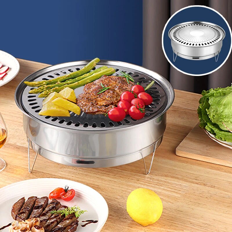 ☽e2 Stainless Steel Bbq Grill Outdoor Picnic Camping Supplies Portable 