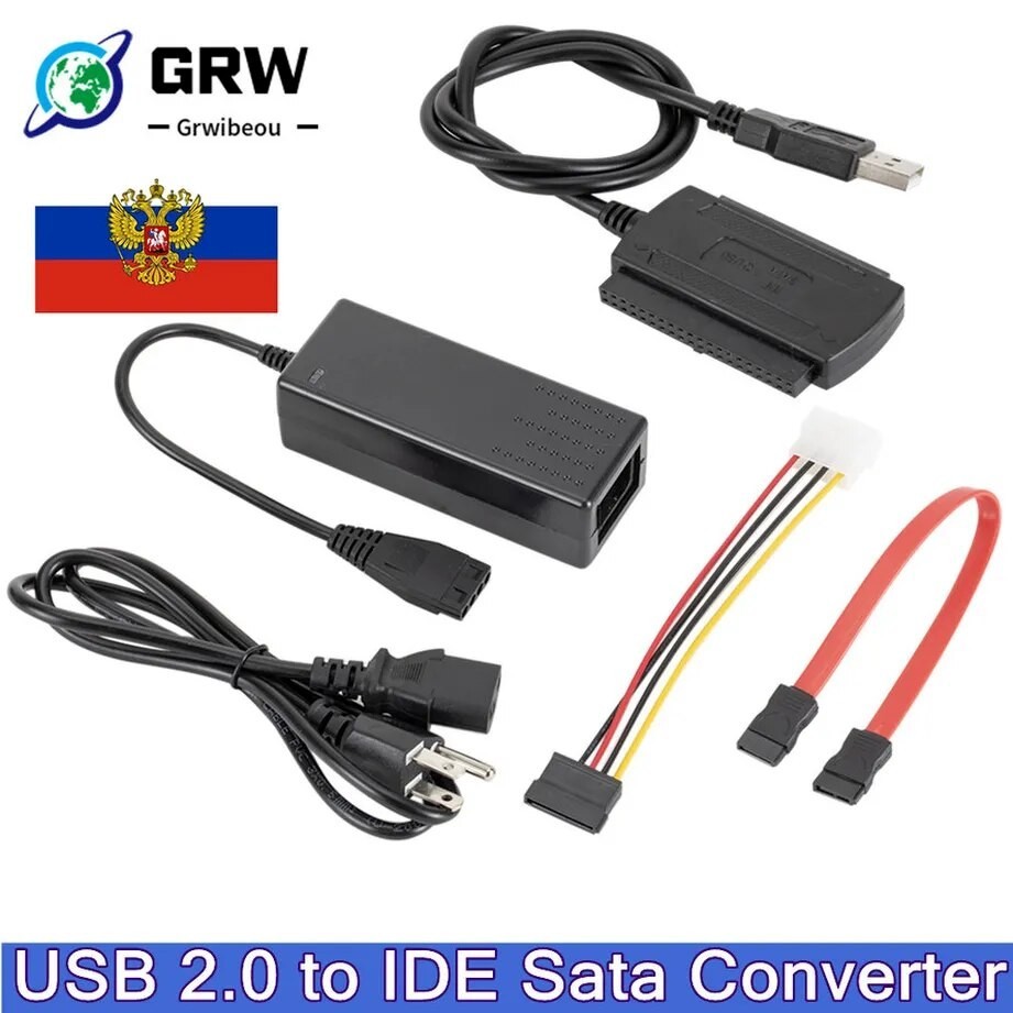 ️USB 2.0 to IDE SATA S-ATA 2.5 3.5 HD HDD Hard Drive Adapter Converter ...