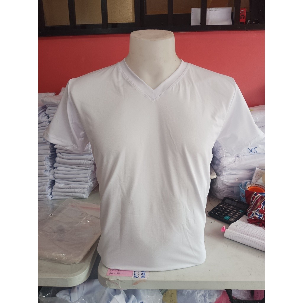 VNECK PLAIN WHITE TSHIRT COTTON SPANDEX BLUISH WHITE Shopee Philippines