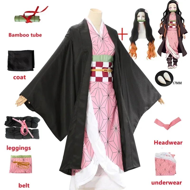 ๑Anime Nezuko Cosplay Costume Demon Slayer Cosplay Kimetsu No Yaiba ...