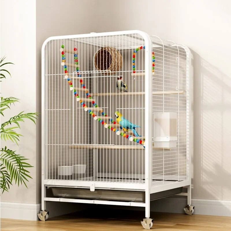 유Iron Latch Bird Cages Large Plate Carrier Parrot Cage Budgie Parakeets