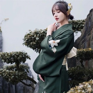 Lady Floral Japanese Kimono Satin Robes Yukata Geisha Costume Show Cosplay  Retro
