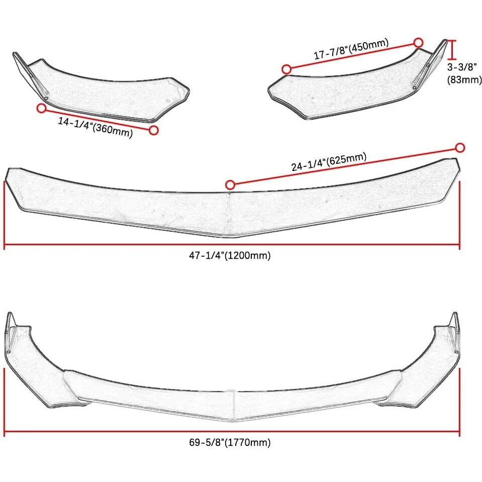 85J Universal For Honda Fit GK5 GK3 Jazz Front Bumper Lip Spoiler ...