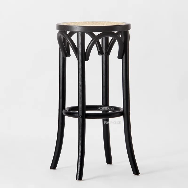 82Z Nordic Solid Wood Restaurant Bar Chairs Retro Kitchen Dormitory