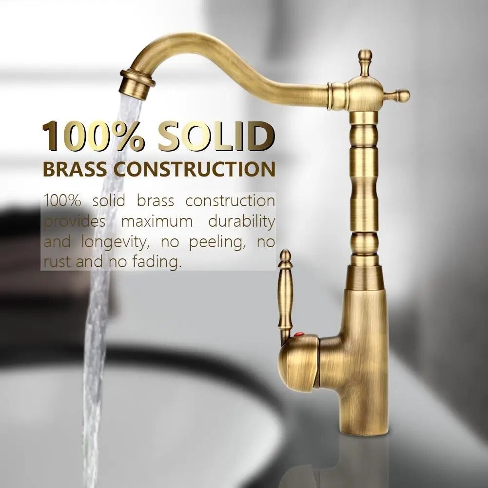 80w Antique Retro Style Solid Brass Kitchen Bathroom Basin Sink Faucet ...