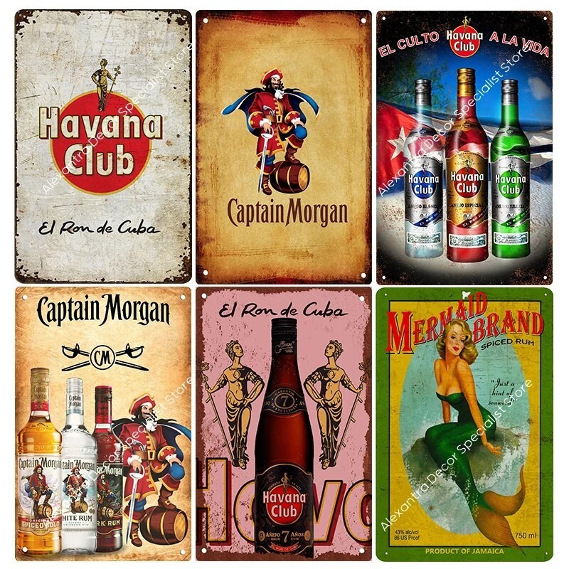 766 Rum Brand Vintage Metal Signs Tin Signs Captain Morgan Funny Poster ...