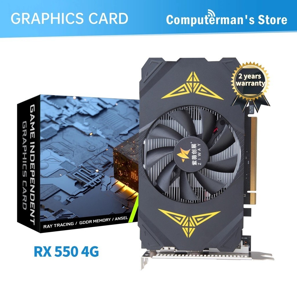 ☾ZIWAY RX 550 4G Graphics Cards 128Bit GDDR5 VGA DVI