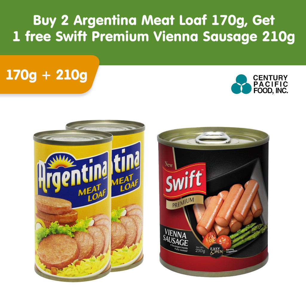 Buy 2 Argentina Meat Loaf 170g, Get 1 Free Swift Premium Vienna Sausage 