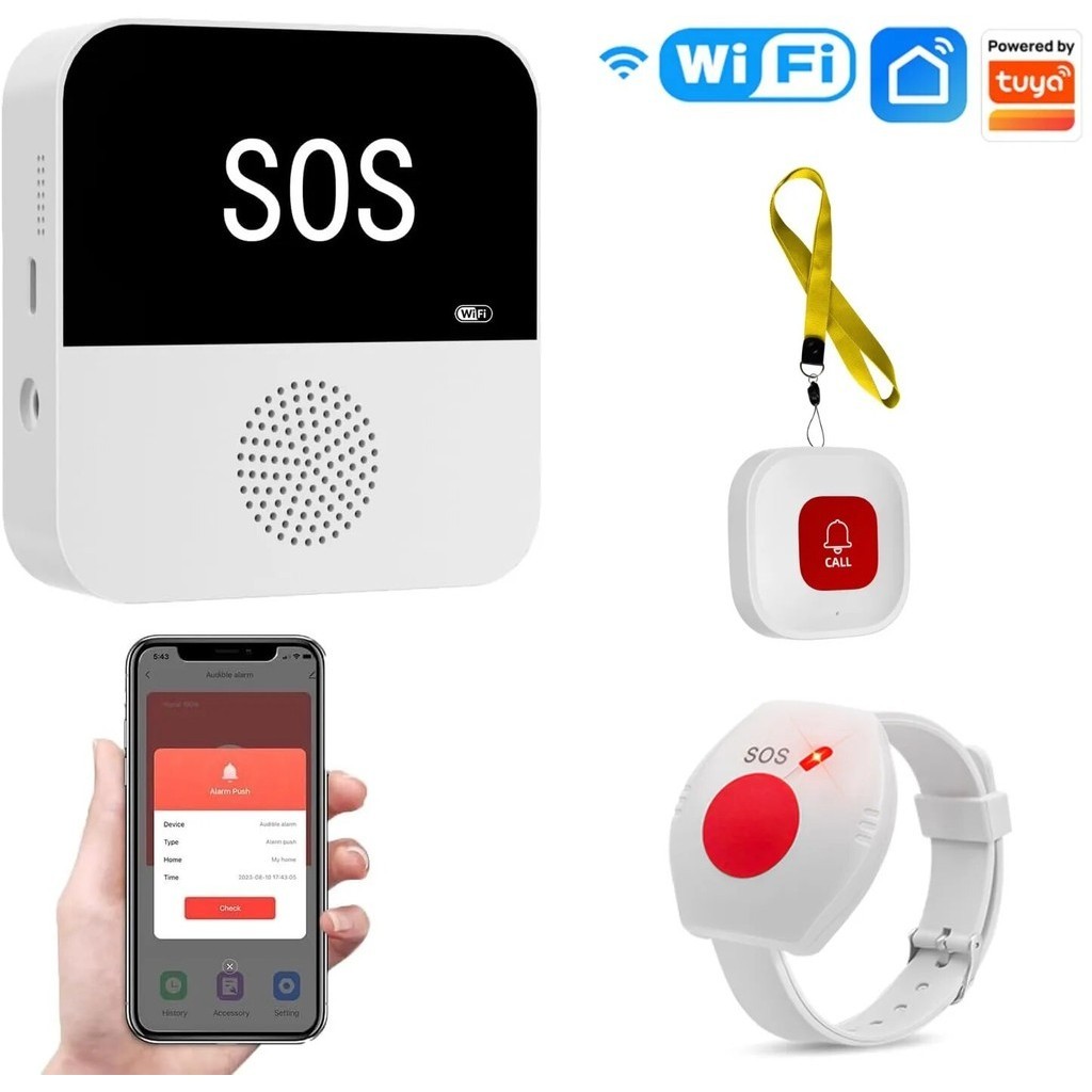 Wireless WiFi Elderly Caregiver Pager SOS Call Button Emergency SOS ...