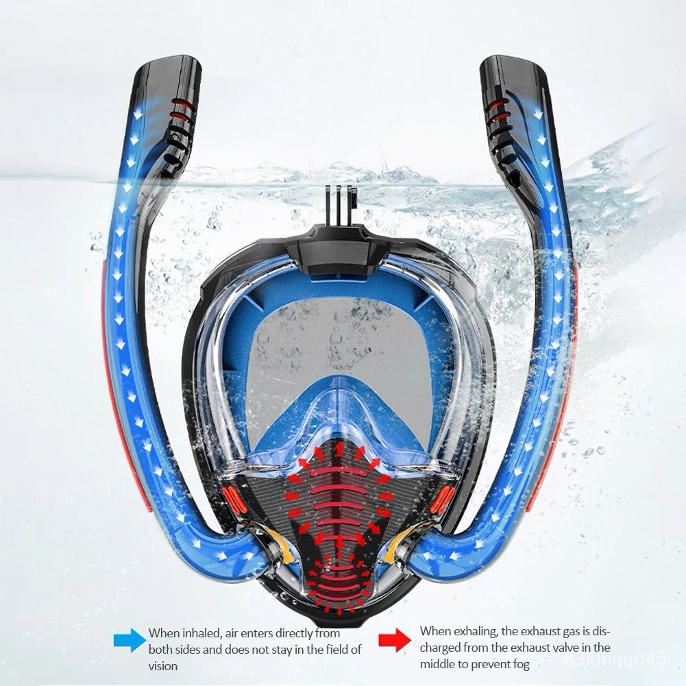 Anti Fog Double Breathing Tube Full Face Snorkeling Mask Waterproof ...