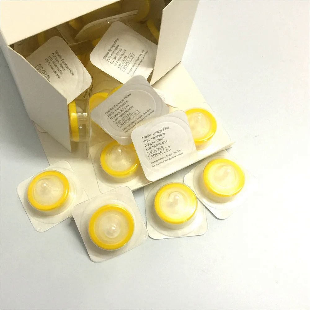 Sterile Syringe Filter Unit 33mm Polyethersulfone PES Filter Membrane 0