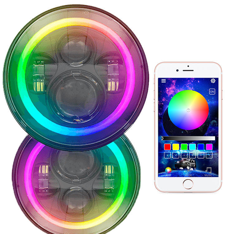 Latest led round headlight for motorcycle,new led 7inch round rgb car ...