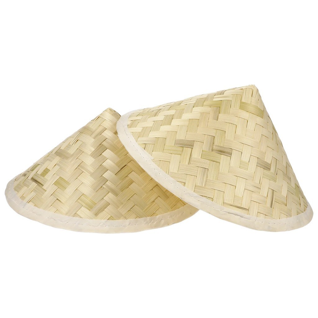 Artibetter Summer Hat 2Pcs Chinese Bamboo Farmer Rice Hat Oriental ...