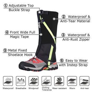 Hiking Gaiters Waterproof Kids Snow Leg Gaitors, Breathable High Boots ...