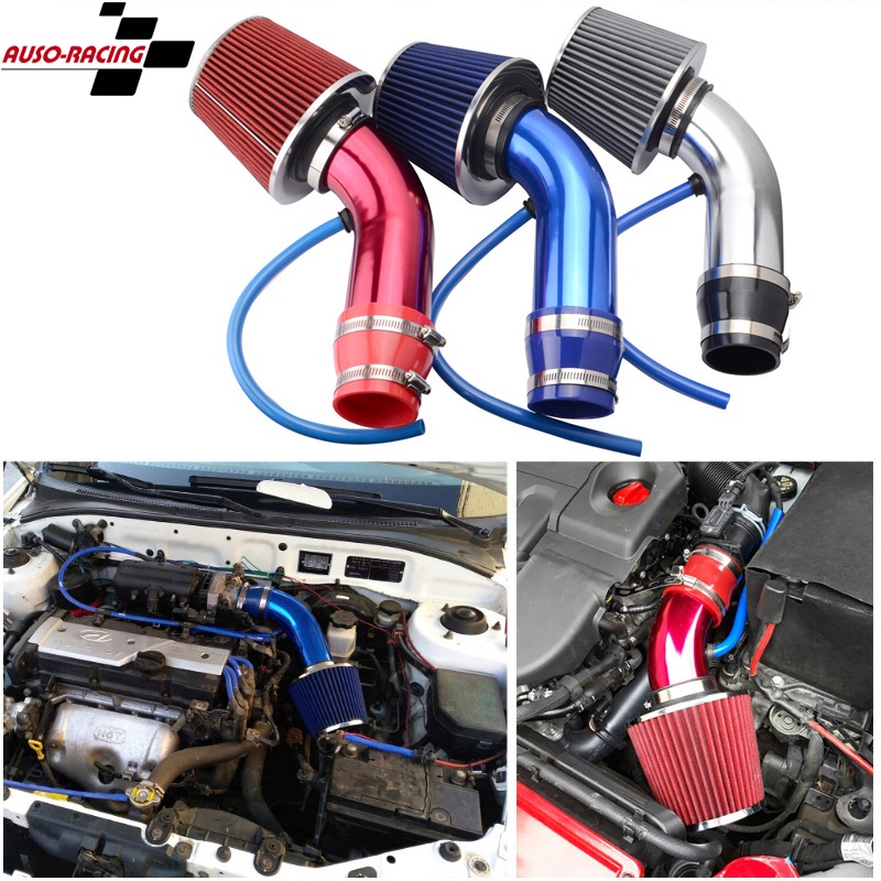 ★New 76mm Universal Car Racing Cold Air Intake System Turbo Induction ...