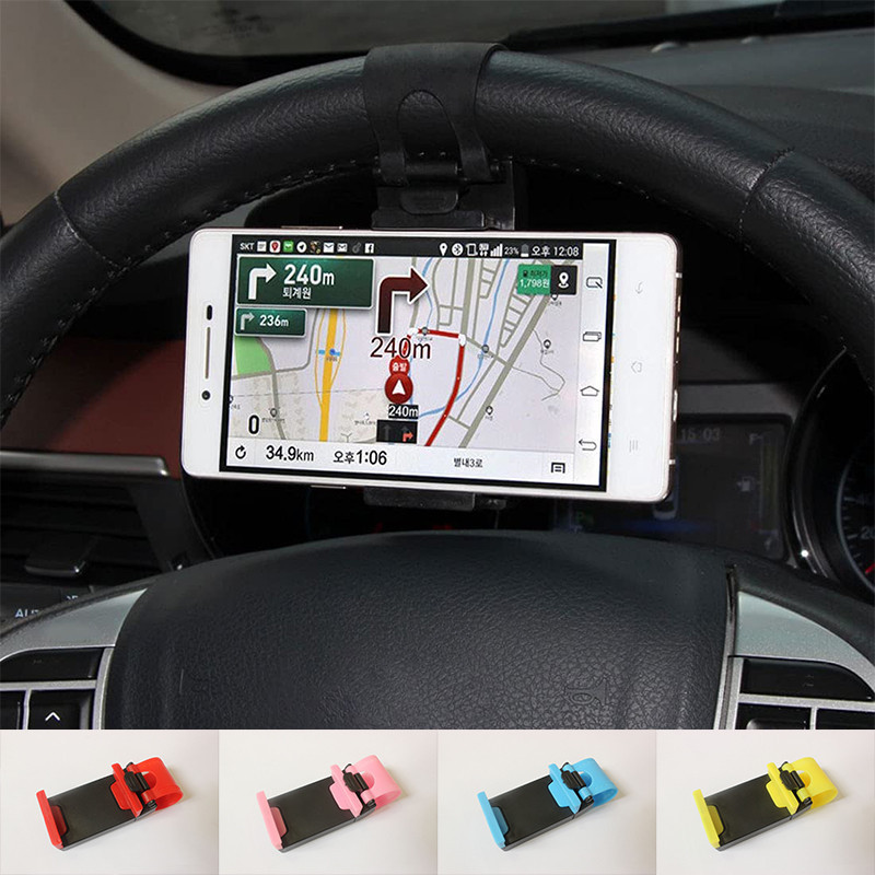 Universal Car Steering Wheel Mobile Phone Holder Buckle Stands GPS