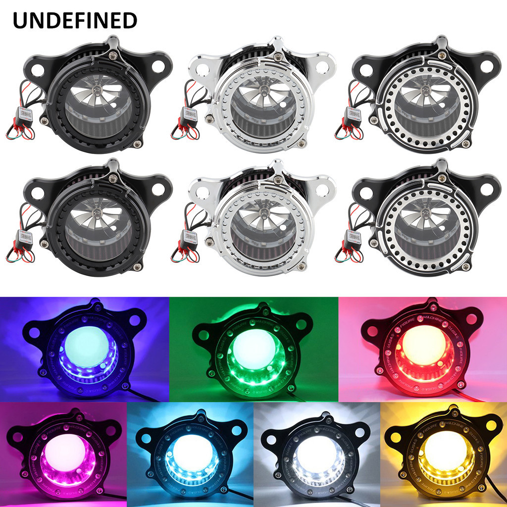 ★Motorcycle Black Air Filter LED Strip Light Air Intake System For ...