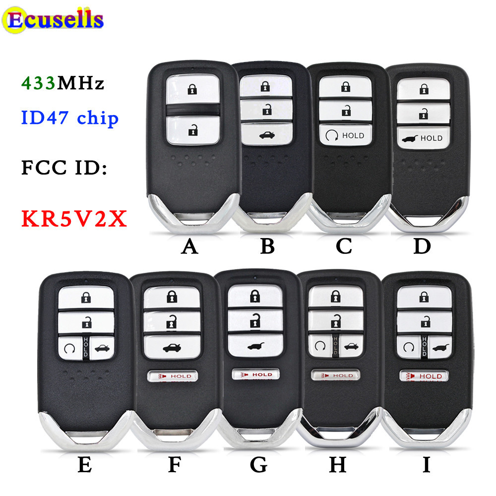 ☭Ecusells 2/3/4/5 Buttons Remote Car Key 433MHz ID47 Chip for Honda ...