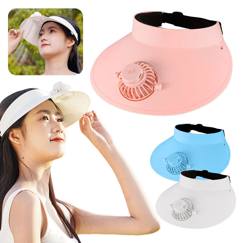 USB Charging Sunscreen Cap Fan 3 Speeds Fan Visor Hat Peaked Cap Fan ...