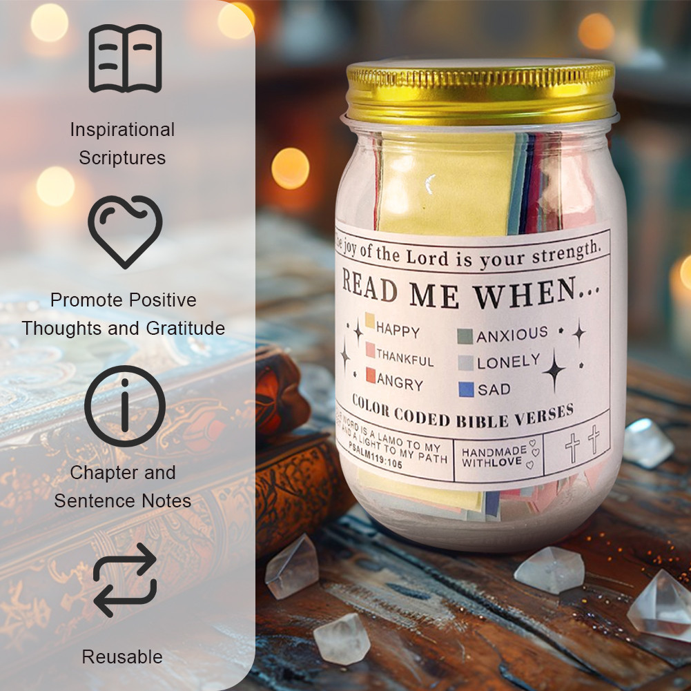 ♣Bible Verse Jar Bible Verses in A Jar Color Coded Scripture Jar 60 ...