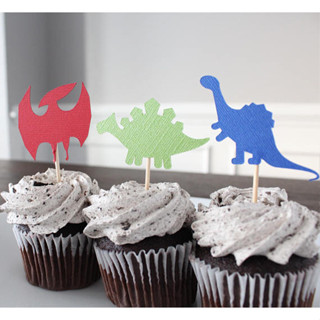 ♚Glitter Dinosaur boy birthday cupcake toppers baby shower Christening ...