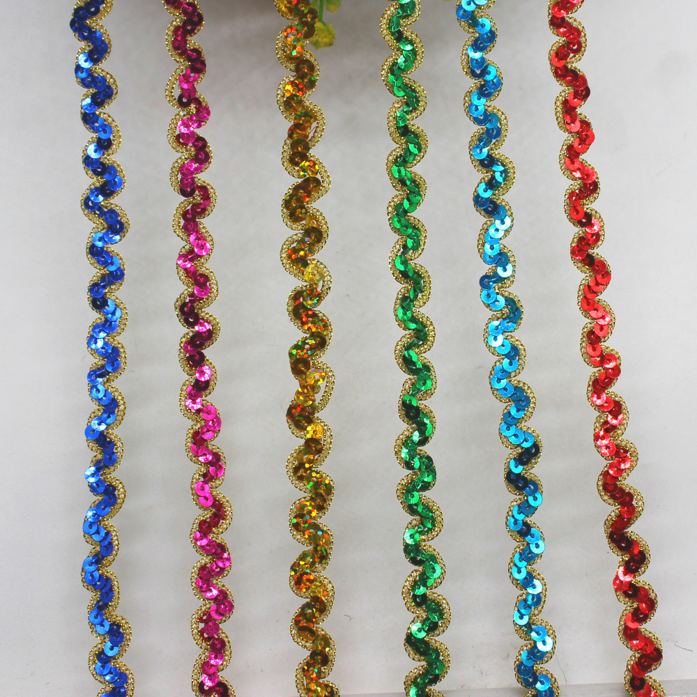 13 Yards Gold Lace Ribbons Laser Sequin S Striped Appliqued Trim ...