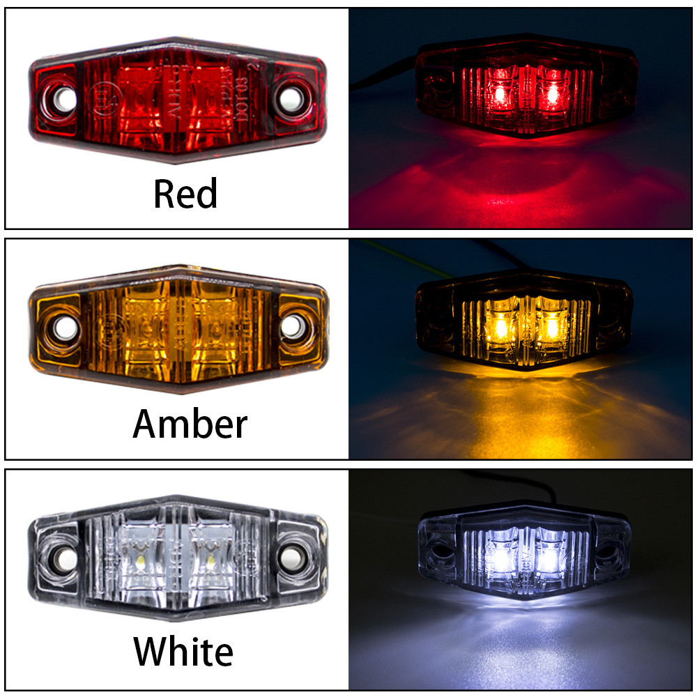 ★12V 24V 2 LED External Side Marker Warning Tail Light Clearance Turn ...