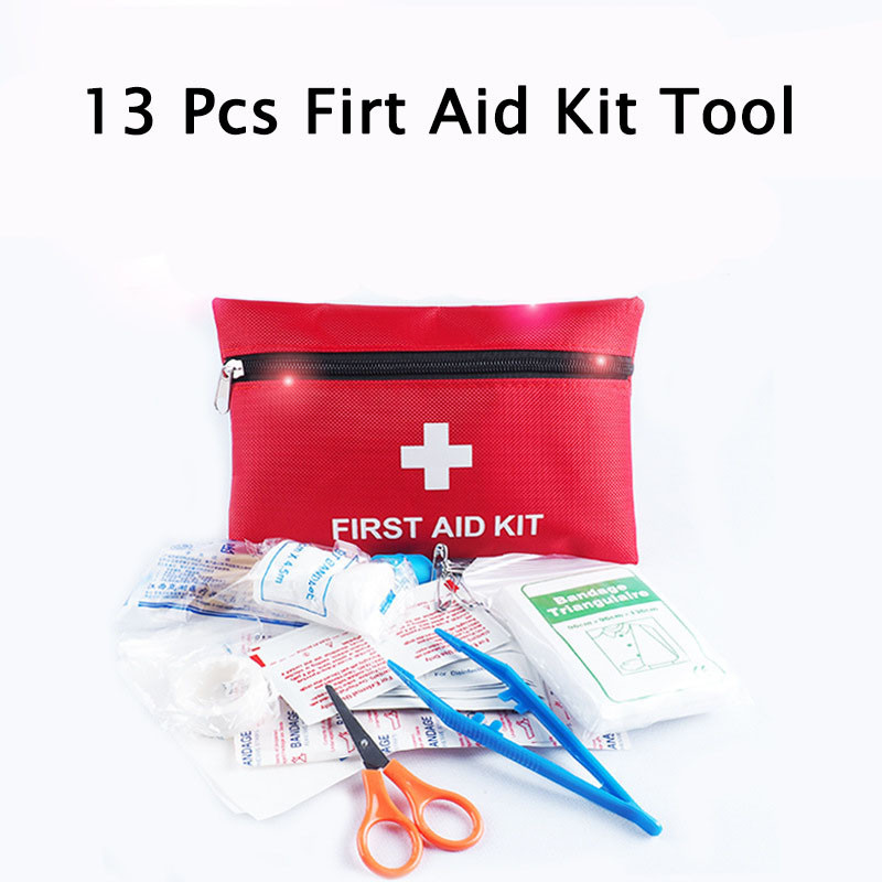 ♥13 Pcs/Set Outdoor Emergency Survival Bag Mini Family First Aid Kit ...