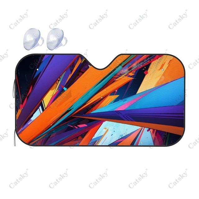 ☬Abstract Triangles And Squares Car Windshield Sunshade, Front Auto Car ...
