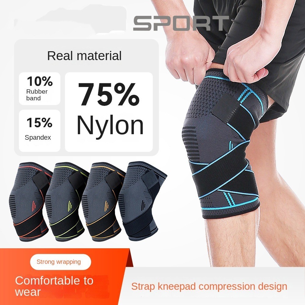 ☮Black Red Blue Knee Pad New Nylon Spandex Silicone Elastic Knee Wrap ...