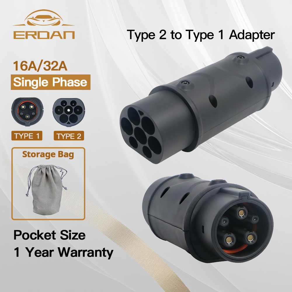  erdan 32a ev charger adapter type 2 to type 1 converter for electric