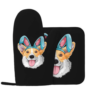 Cute Corgi Dog Heat Resistant Oven Mitts and Pot Holders Sets Non Slip ...