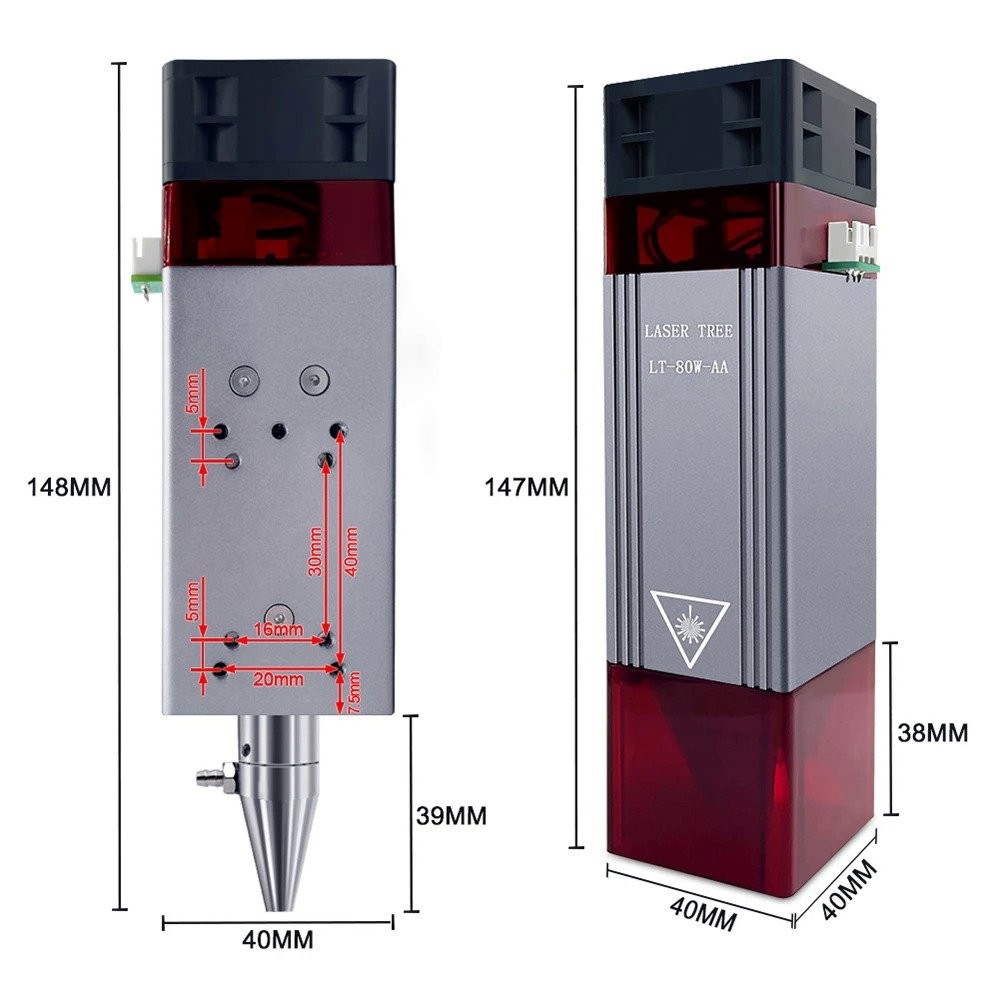 LASER TREE 80W TTL Laser Module with Air Assist Laser Head for CNC ...