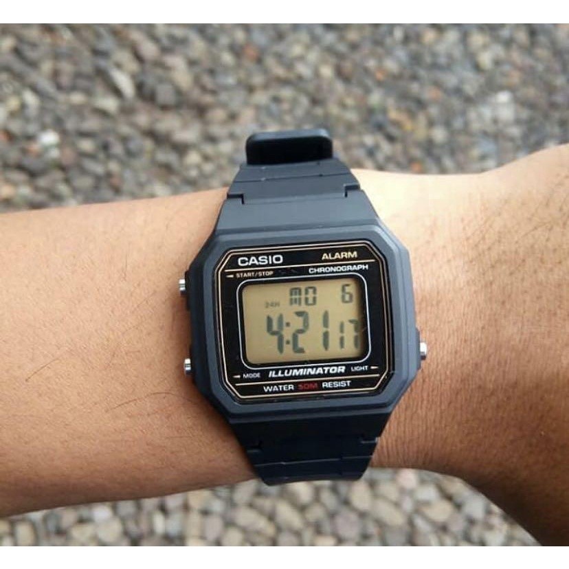 Casio W 217H 9AVDF Black Resin Strap 50 Meter Digital Watch Shopee Philippines