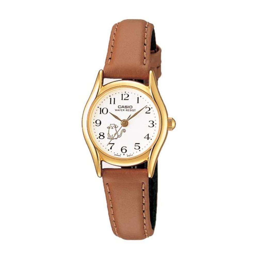 Casio LTP 1094Q 7B8RDF Brown Leather Strap Cat Logo Watch for Women Shopee Philippines